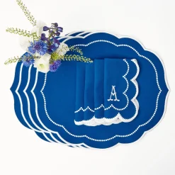 Gabrielle Blue Placemats & Napkins (Set Of 4)|Mrs. Alice Outlet