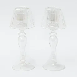 Glass Lantern Tea Light Holder (Pair) - 24Cm|Mrs. Alice Discount