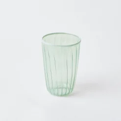 Green & White Rim Water Glasses (Set Of 4)|Mrs. Alice Outlet