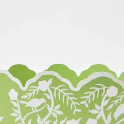Green Floral Tole Scalloped Planter|Mrs. Alice Hot
