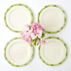 Green Geometric Bamboo Starter Plate (Set Of 4)|Mrs. Alice New