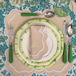 Green Geometric Bamboo Starter Plate (Set Of 4)|Mrs. Alice New