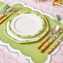 Green Geometric Bamboo Starter Plate|Mrs. Alice Best