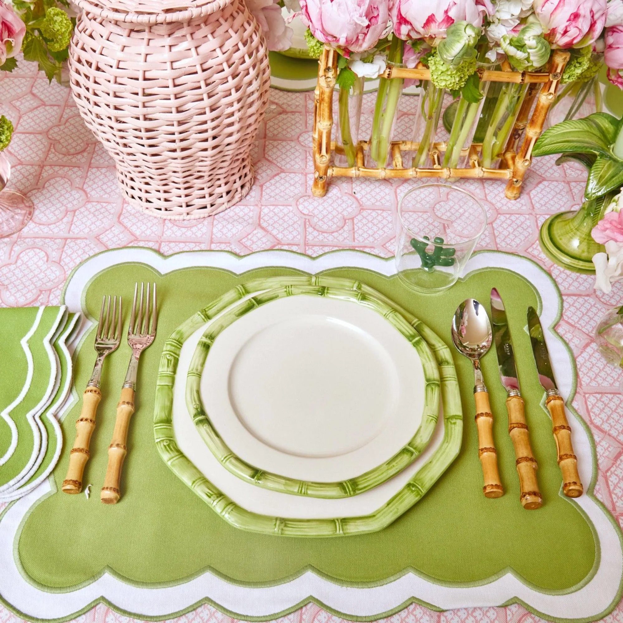 Green Geometric Bamboo Starter Plate|Mrs. Alice Best