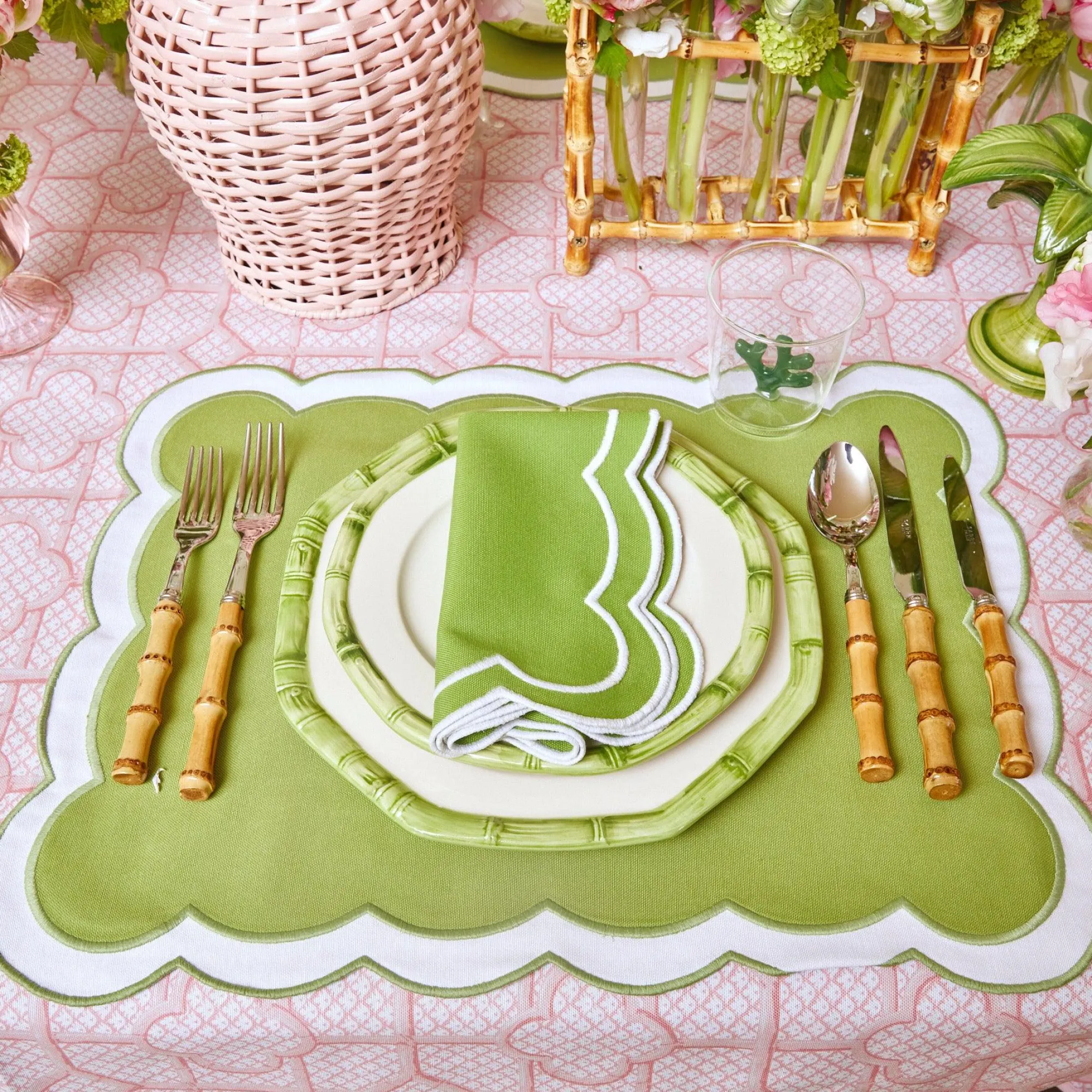 Green Geometric Bamboo Starter Plate|Mrs. Alice Best