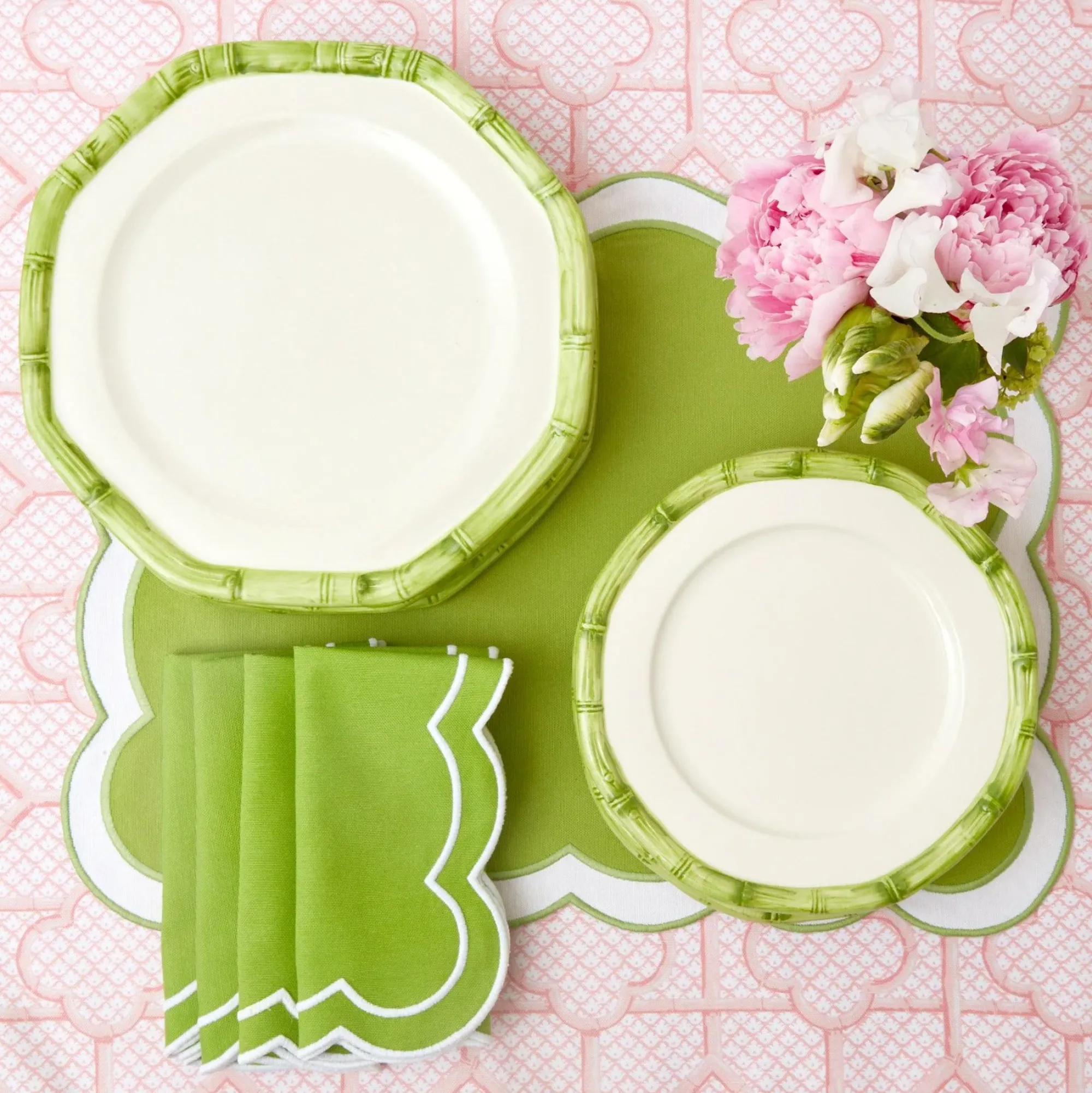Green Geometric Bamboo Starter Plate|Mrs. Alice Best