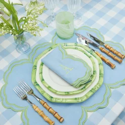 Green Geometric Bamboo Starter Plate|Mrs. Alice Best