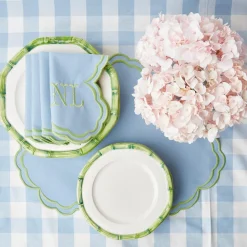 Green Geometric Bamboo Starter Plate (Set Of 4)|Mrs. Alice Discount