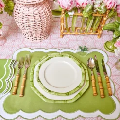 Green Geometric Bamboo Starter Plate (Set Of 4)|Mrs. Alice Discount