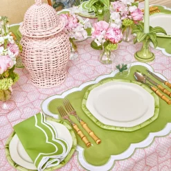 Green Geometric Bamboo Starter Plate (Set Of 4)|Mrs. Alice Discount