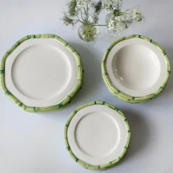 Green Geometric Bamboo Starter Plate|Mrs. Alice Best