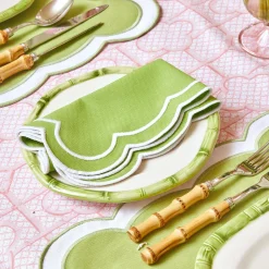 Green Geometric Bamboo Starter Plate (Set Of 4)|Mrs. Alice Sale