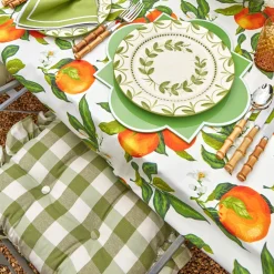 Green Gingham Ruffle Seat Pad Cushions (Set Of 4)|Mrs. Alice Best