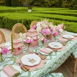 Green Ikat & Pink Fleur Linen Set|Mrs. Alice Hot