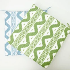 Green Ikat Seat Pad Cushion|Mrs. Alice