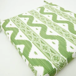 Green Ikat Seat Pad Cushion|Mrs. Alice