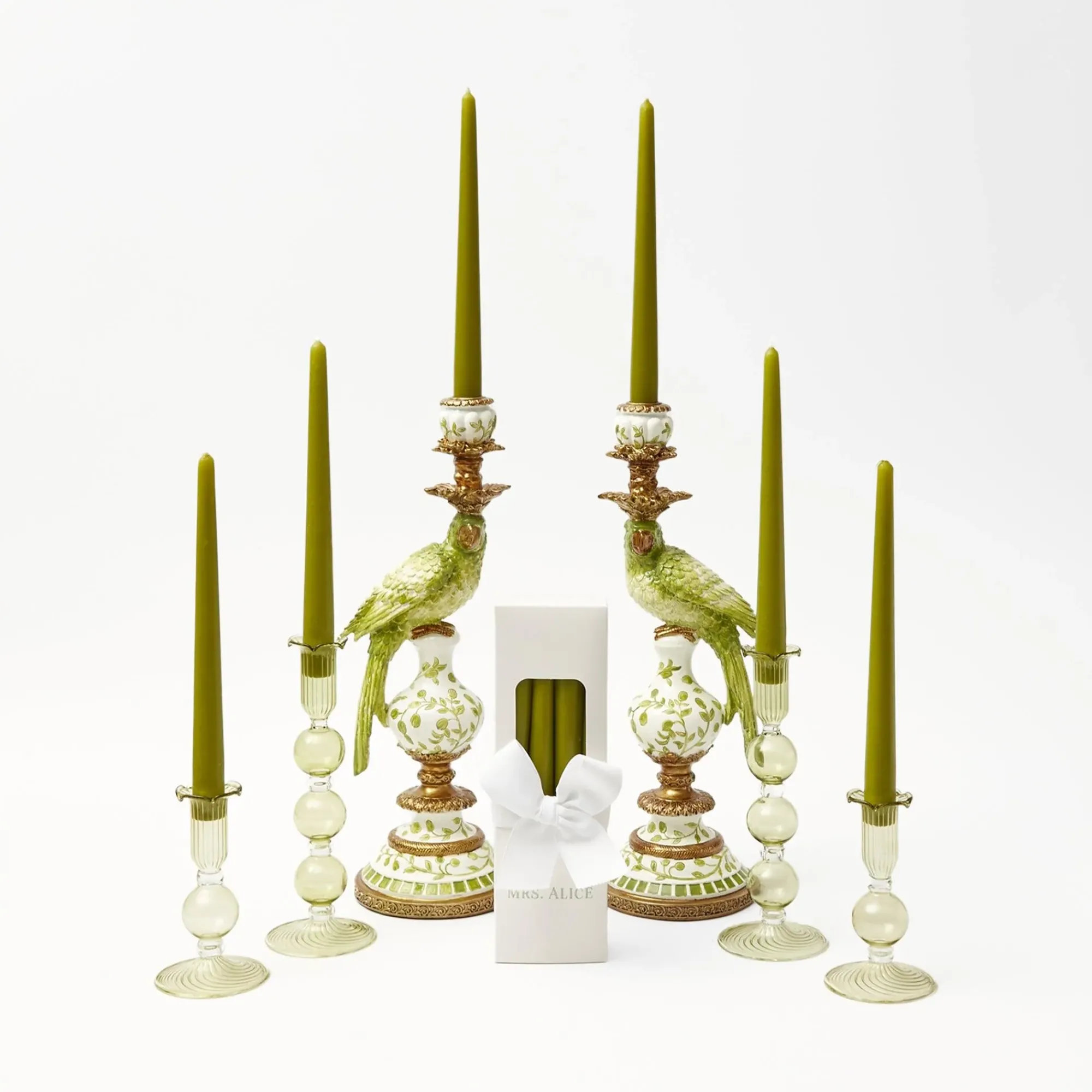 Green Parrot Candlescape|Mrs. Alice Hot