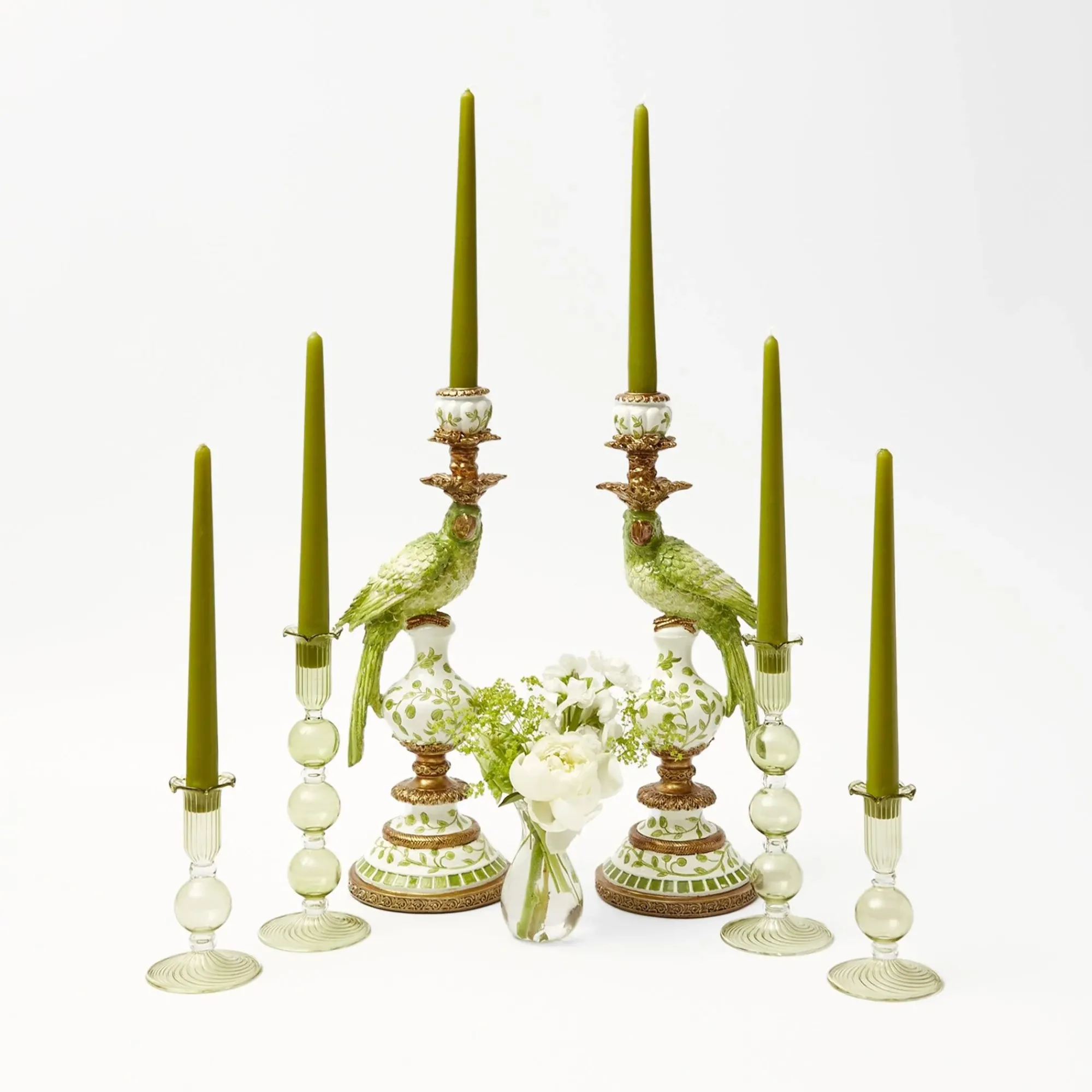 Green Parrot Candlescape|Mrs. Alice Hot