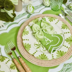 Green Saddle Stitch Napkin Bows (Set Of 4)|Mrs. Alice New