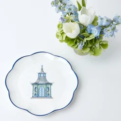 Green Scalloped Pagoda Starter Plate|Mrs. Alice Best