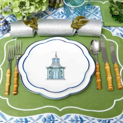 Green Scalloped Pagoda Starter Plate|Mrs. Alice Best