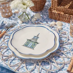 Green Scalloped Pagoda Starter Plate|Mrs. Alice Best