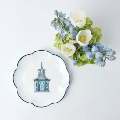 Green Scalloped Pagoda Starter Plate|Mrs. Alice Best