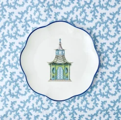 Green Scalloped Pagoda Starter Plate|Mrs. Alice Best