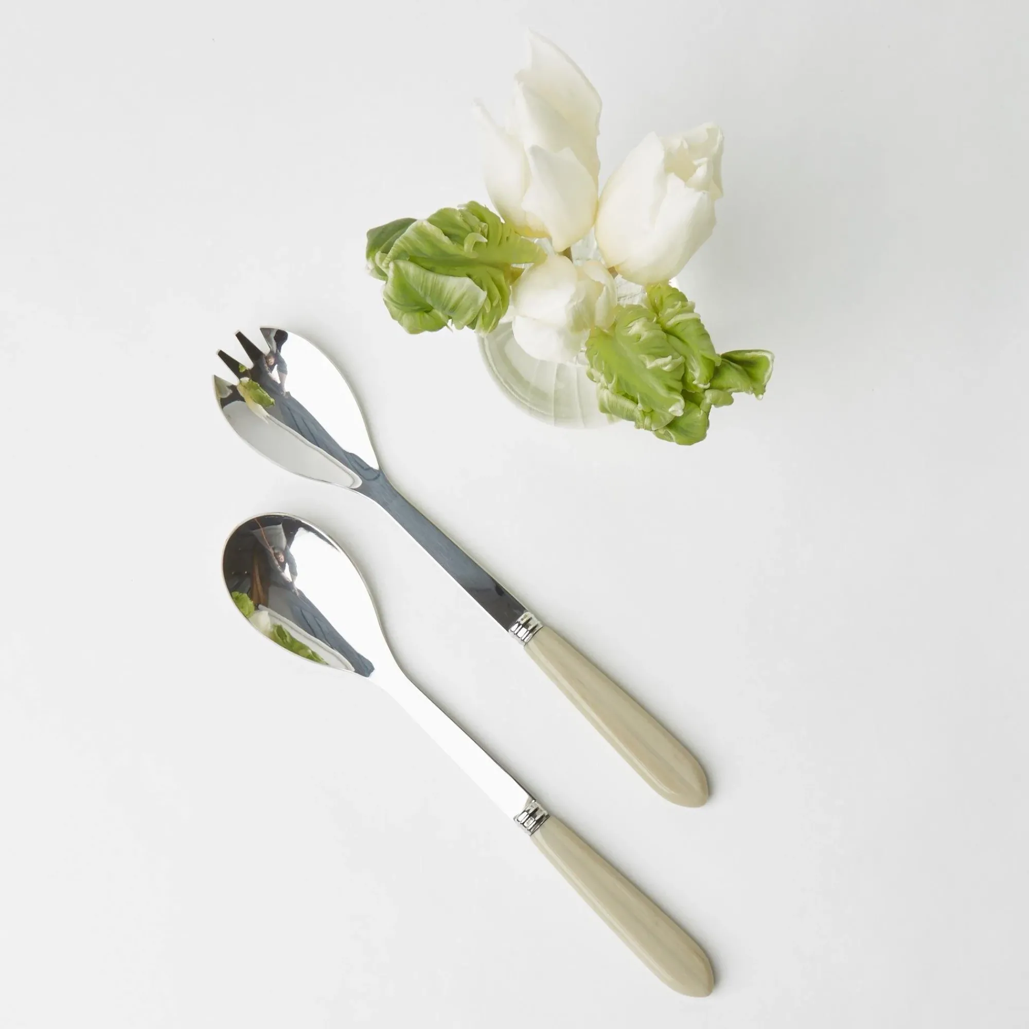 Grey Horn Salad Servers|Mrs. Alice Online