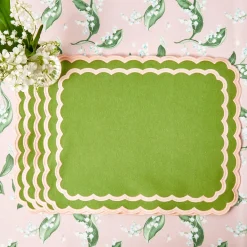 Isla Green & Pink Placemats & Napkins (Set Of 4)|Mrs. Alice New