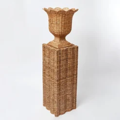 Liliana Scalloped Rattan Pedestal And Urn|Mrs. Alice Best