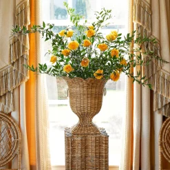 Liliana Scalloped Rattan Pedestal And Urn|Mrs. Alice Best