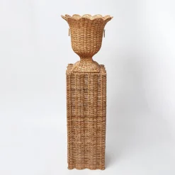 Liliana Scalloped Rattan Pedestal And Urn|Mrs. Alice Best