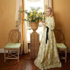 Liliana Scalloped Rattan Pedestal And Urn|Mrs. Alice Hot