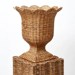 Liliana Scalloped Rattan Pedestal And Urn|Mrs. Alice Hot