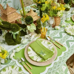 Lily Of The Valley Green Linen Napkins (Set Of 4)|Mrs. Alice Discount