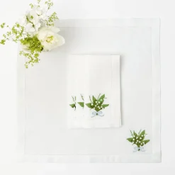 Lily Of The Valley White Linen Napkins (Set Of 4)|Mrs. Alice Online