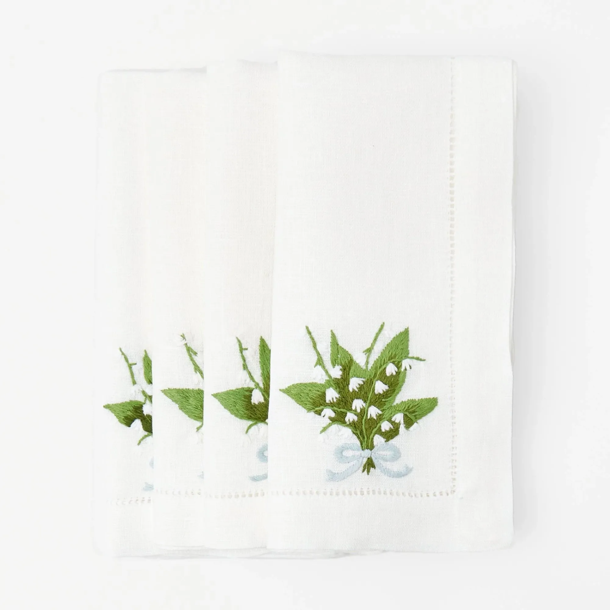 Lily Of The Valley White Linen Napkins (Set Of 4)|Mrs. Alice Online