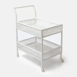 Lorenzo White Rattan Bar Cart|Mrs. Alice