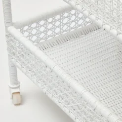 Lorenzo White Rattan Bar Cart|Mrs. Alice