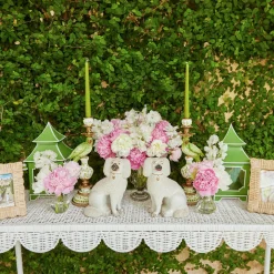 Madeleine White Rattan Scalloped Console Table|Mrs. Alice New