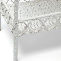 Madeleine White Rattan Scalloped Console Table|Mrs. Alice New