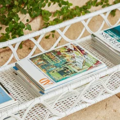 Madeleine White Rattan Scalloped Console Table|Mrs. Alice Best