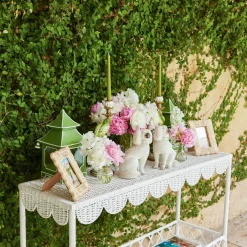 Madeleine White Rattan Scalloped Console Table|Mrs. Alice Best
