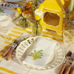 Mimosa White Linen Napkins (Set Of 4)|Mrs. Alice Hot