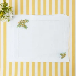 Mimosa White Linen Placemats (Set Of 4)|Mrs. Alice New
