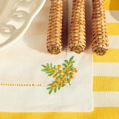 Mimosa White Linen Placemats & Napkins (Set Of 4)|Mrs. Alice