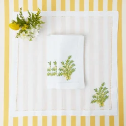 Mimosa White Linen Placemats & Napkins (Set Of 4)|Mrs. Alice