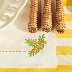 Mimosa White Linen Placemats & Napkins (Set Of 4)|Mrs. Alice