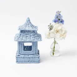 Mini Blue Rattan Pagoda Lanterns (Pair)|Mrs. Alice